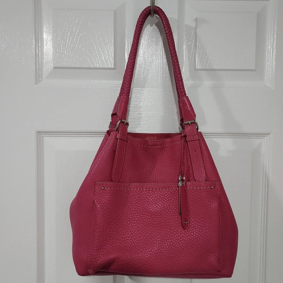 Cole Hann Raleigh Raspberry Pink Soft Pebbled Leather Shoulder Bag - Picture 1 of 13